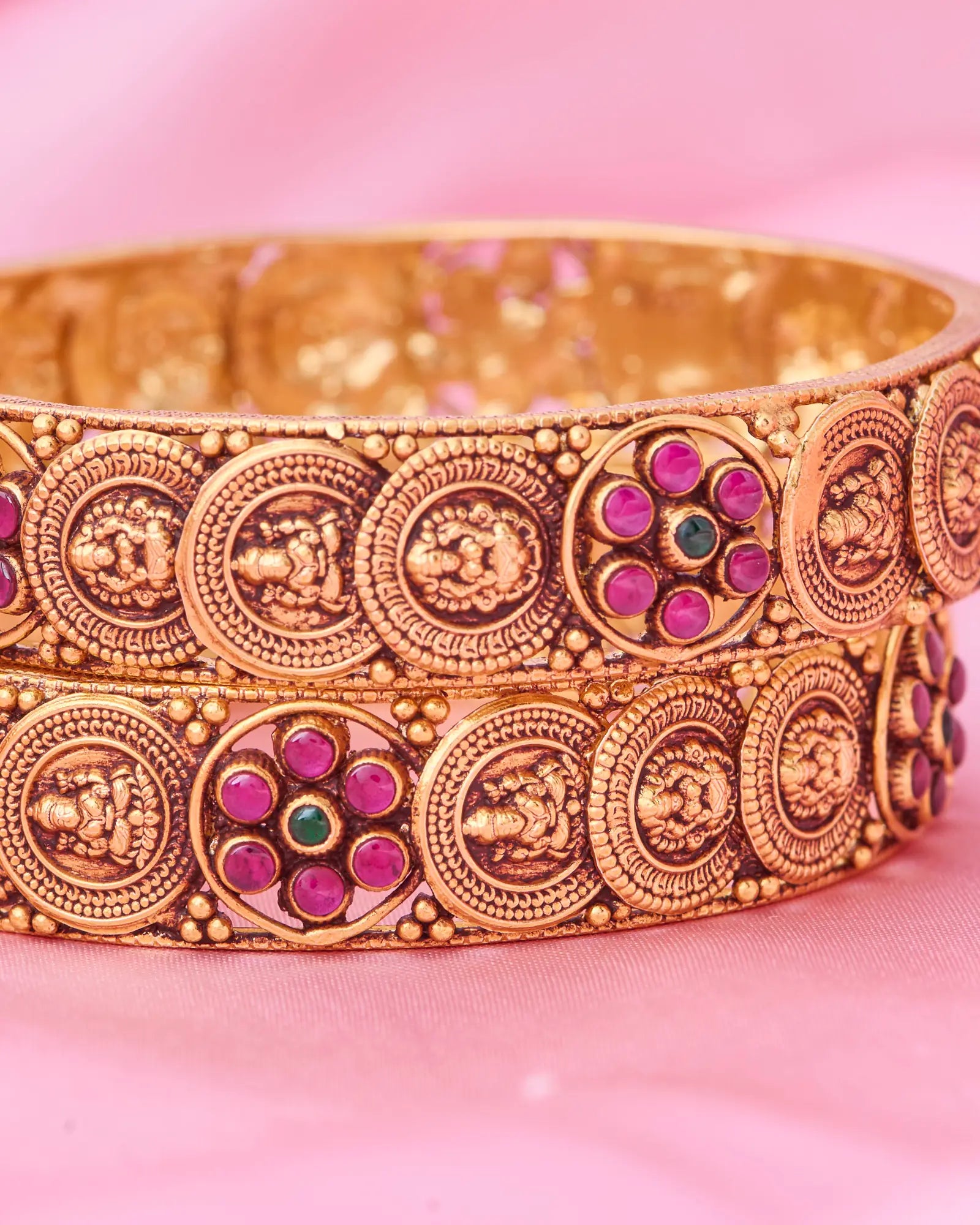 Antique Lakshmi Ruby Floral Bangle