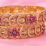 Antique Lakshmi Ruby Floral Bangle