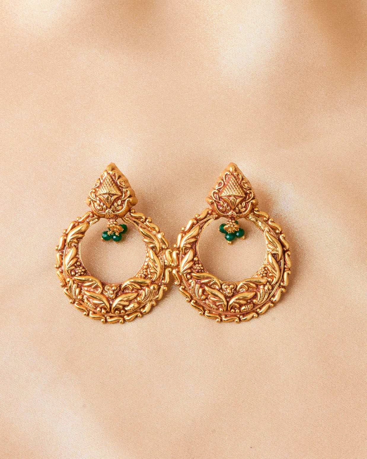 Antique Green Stone Jhumki