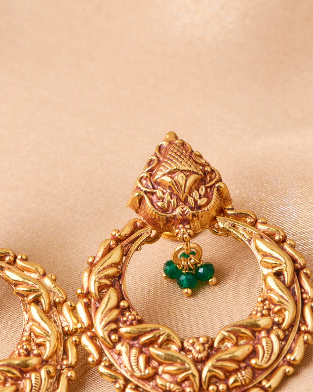 Antique Green Stone Jhumki