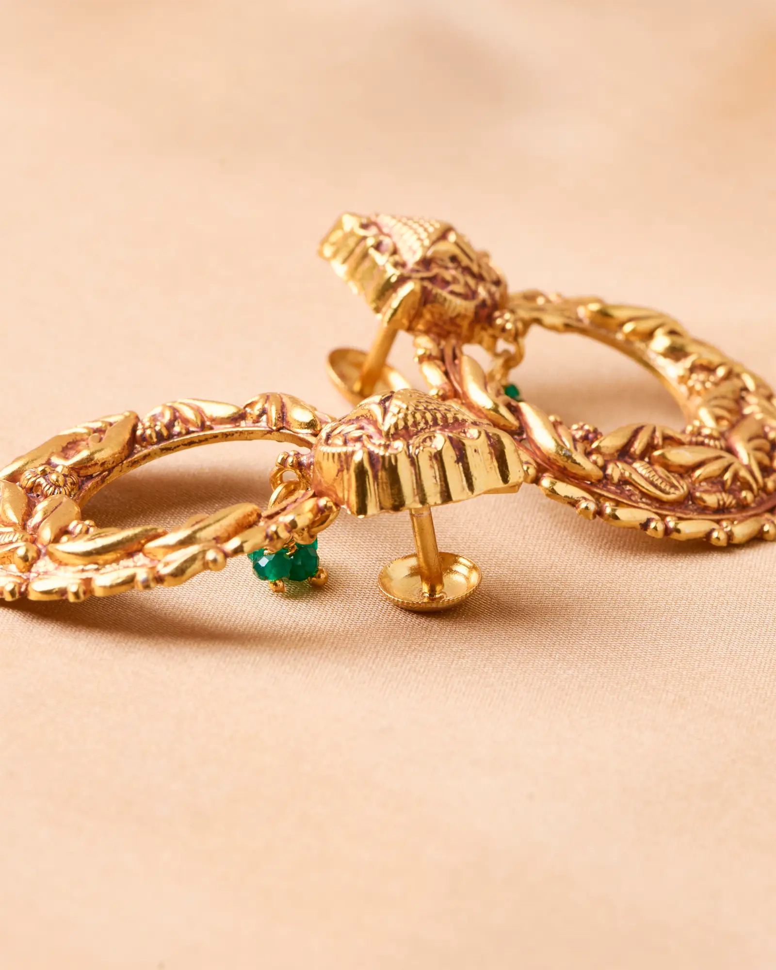 Antique Green Stone Jhumki