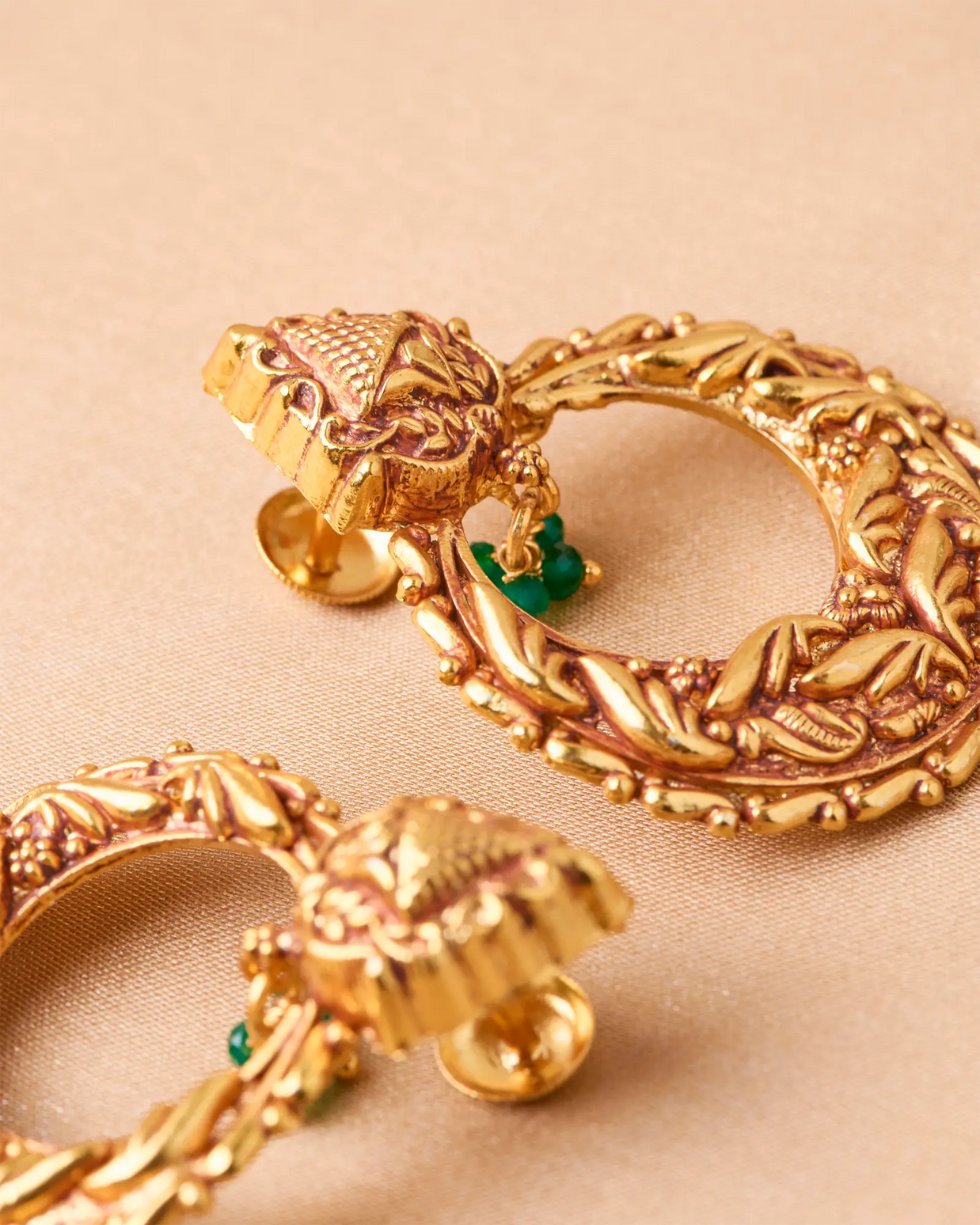 Antique Green Stone Jhumki