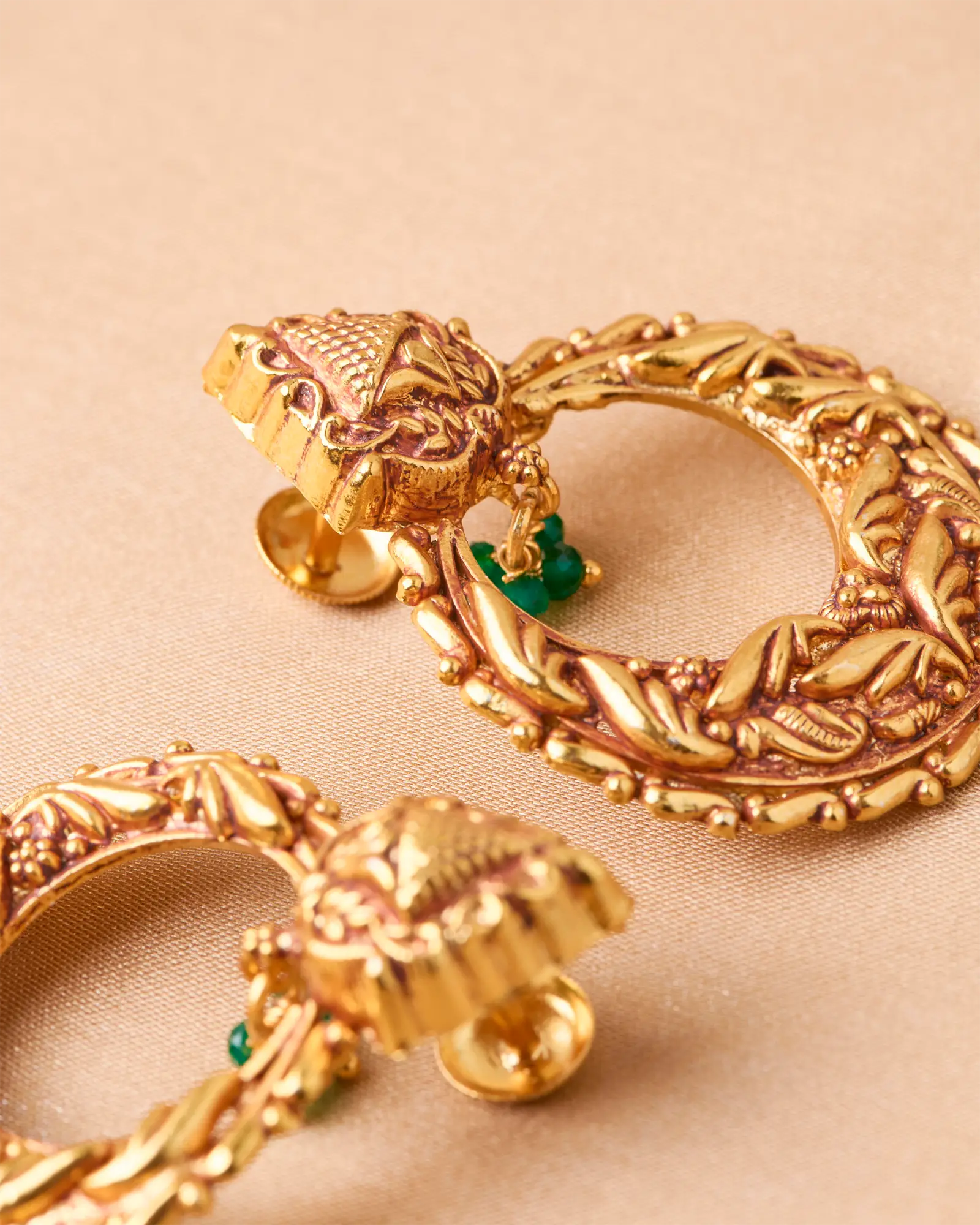 Antique Green Stone Jhumki
