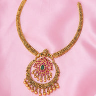 Antique Lakshmi Ruby Pendant Necklace