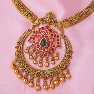 Antique Lakshmi Ruby Pendant Necklace