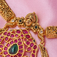 Antique Lakshmi Ruby Pendant Necklace