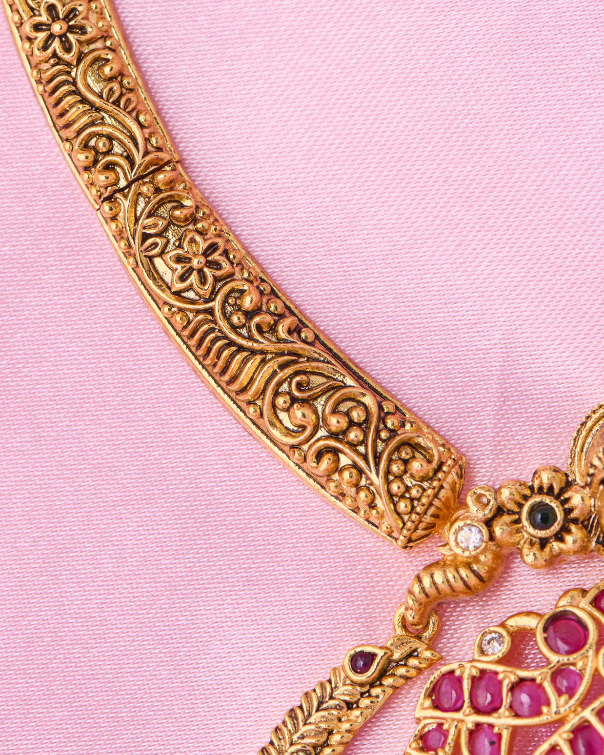 Antique Lakshmi Ruby Pendant Necklace