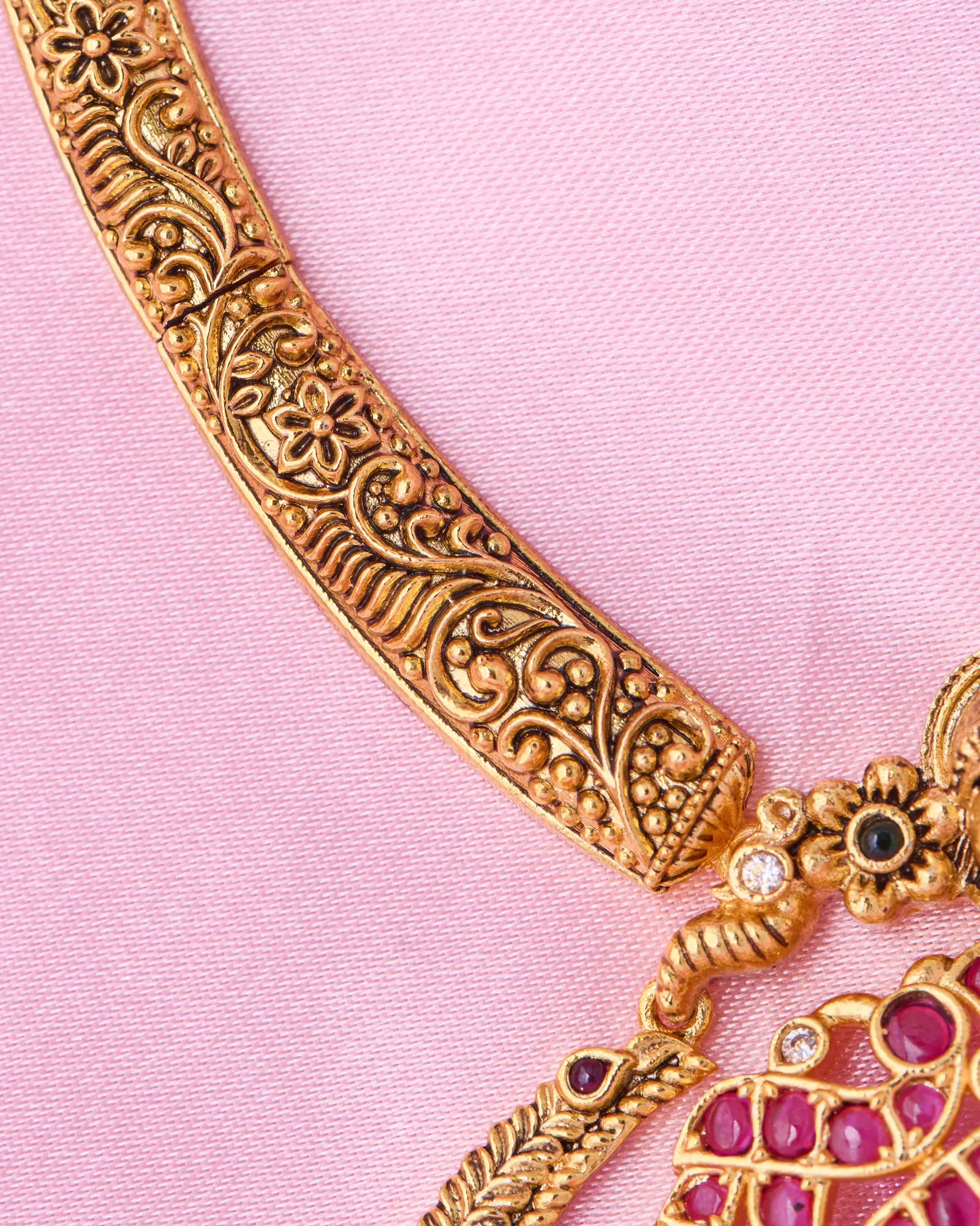 Antique Lakshmi Ruby Pendant Necklace