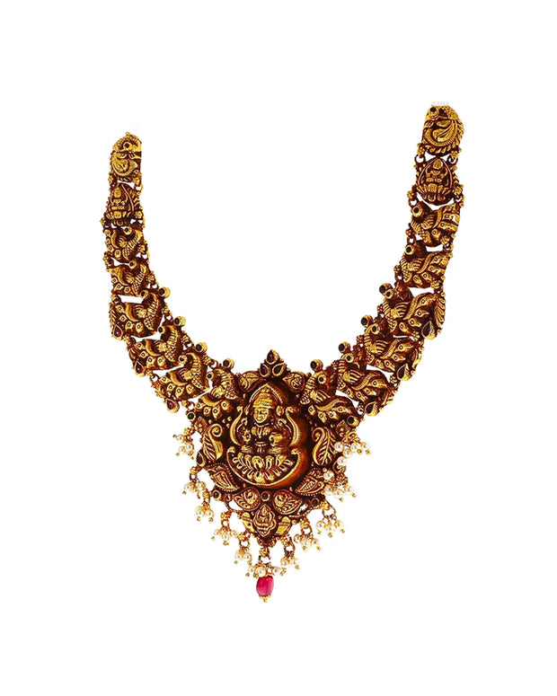 Regal Radiance: Lakshmi Peacock Necklace