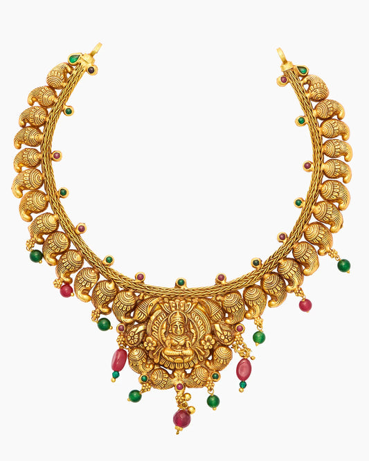 Antique Lakshmi Necklace in 92.5 Silver
