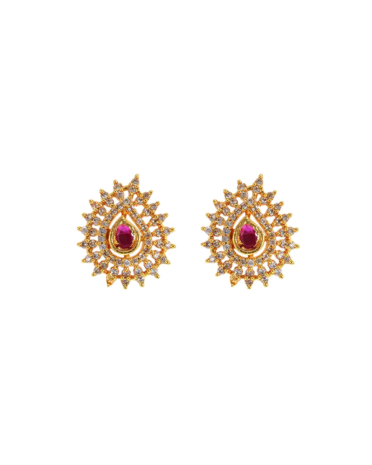 Radiant Ruby Teardrop Studs