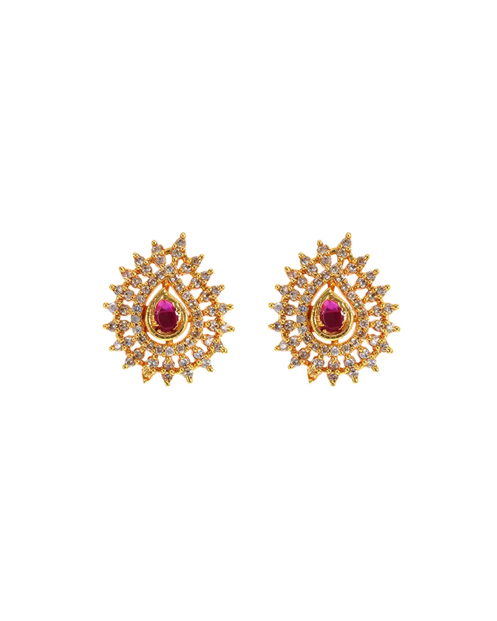 Radiant Ruby Teardrop Studs