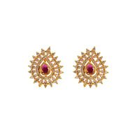 Radiant Ruby Teardrop Studs