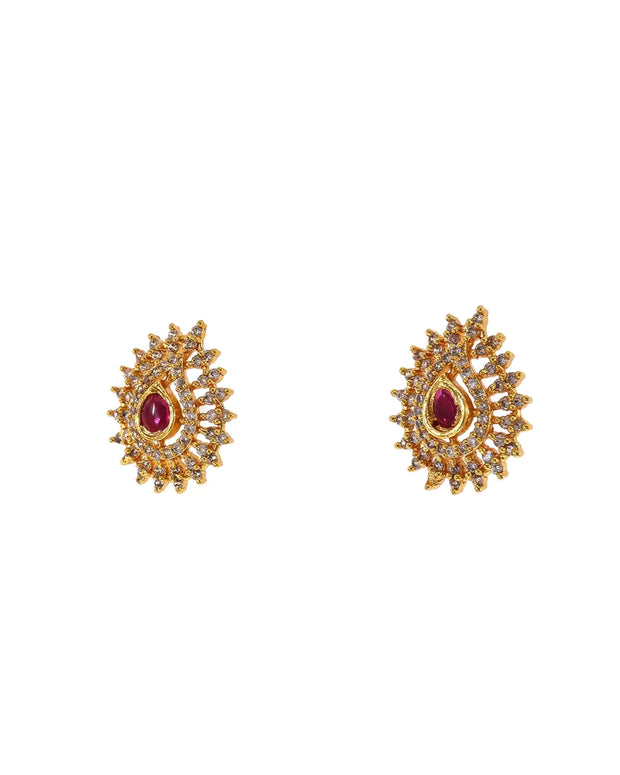Radiant Ruby Teardrop Studs