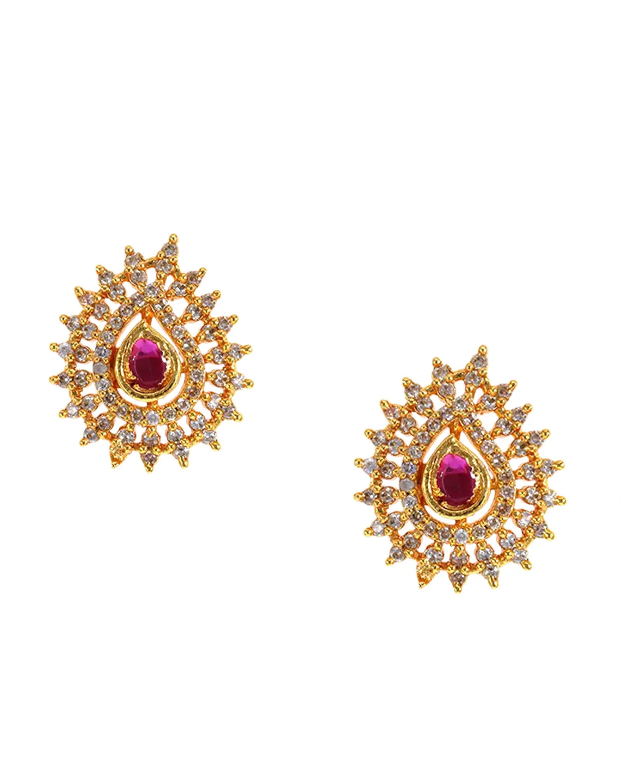 Radiant Ruby Teardrop Studs
