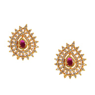 Radiant Ruby Teardrop Studs