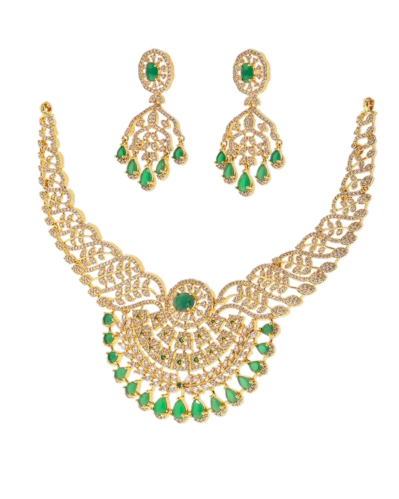 Emerald Elegance: Bridal Glow Necklace