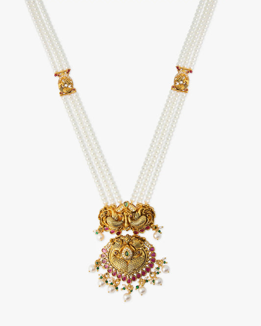 Antique Lakshmi Long Beads Haar in 92.5 Silver