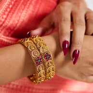 Antique Lakshmi Ruby Floral Bangle