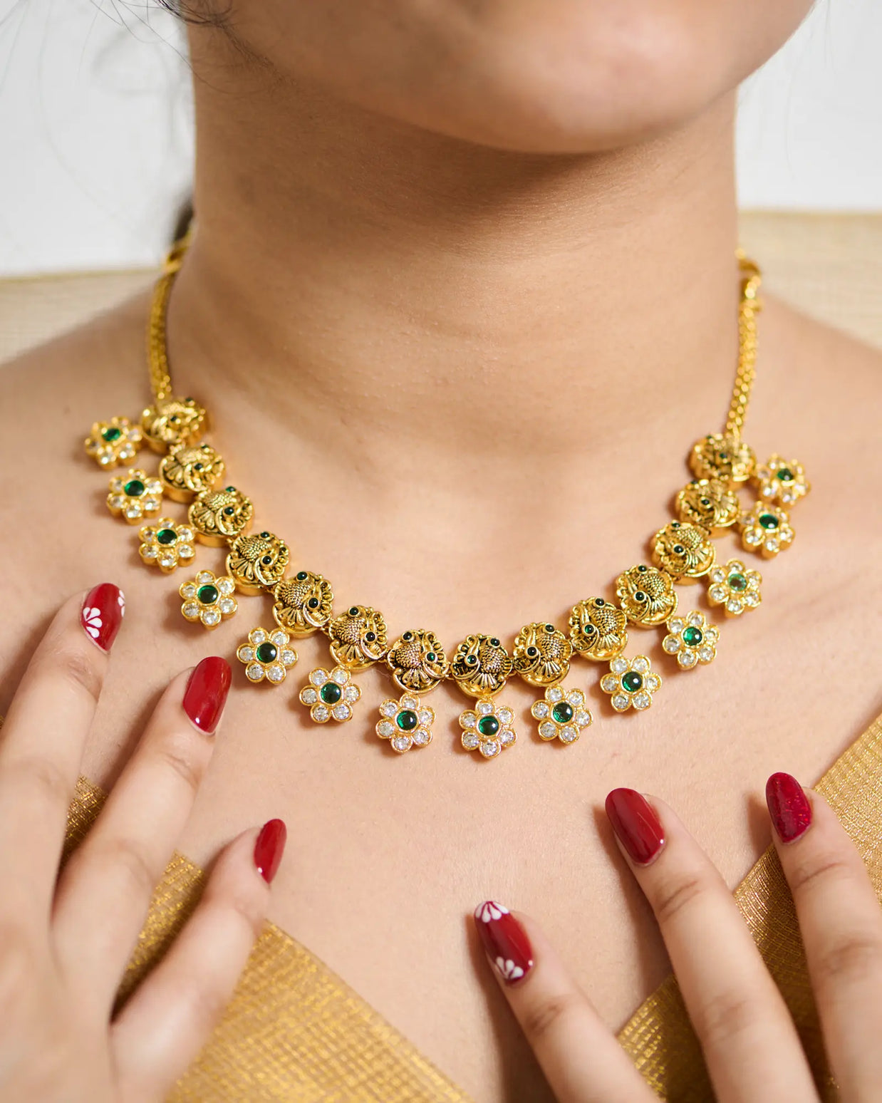 Antique Peacock Floral Necklace