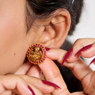 Antique Lakshmi Ruby Studs