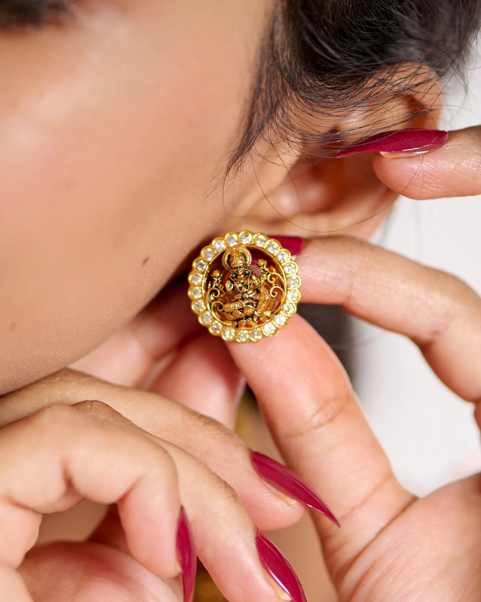 Antique Lakshmi White Studs
