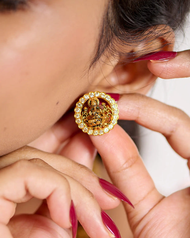 Antique Lakshmi White Studs