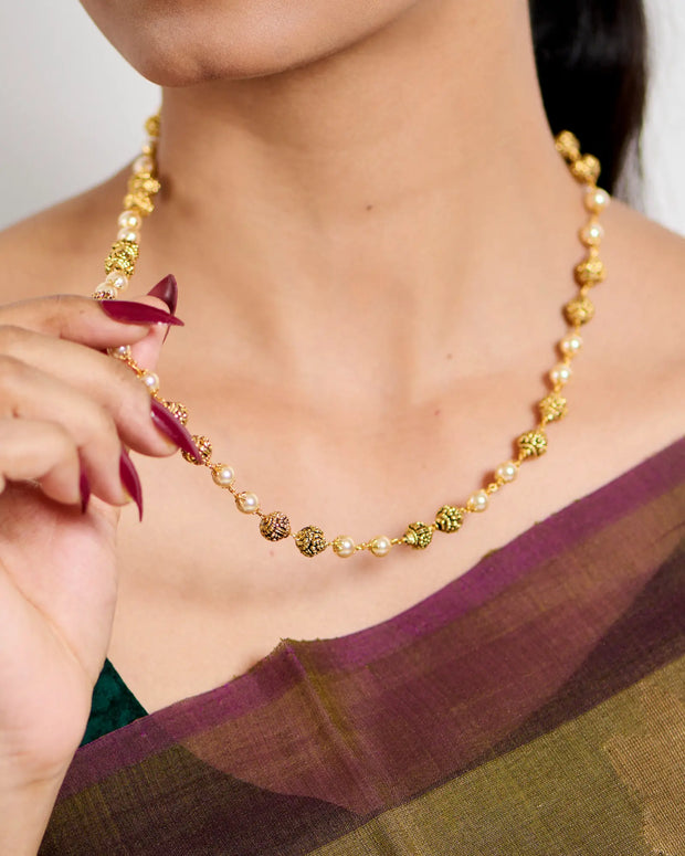 Antique Pearl Gundu Beads Mala