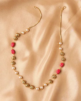 Antique Coral & Pearl Beads Mala in 92.5 Silver