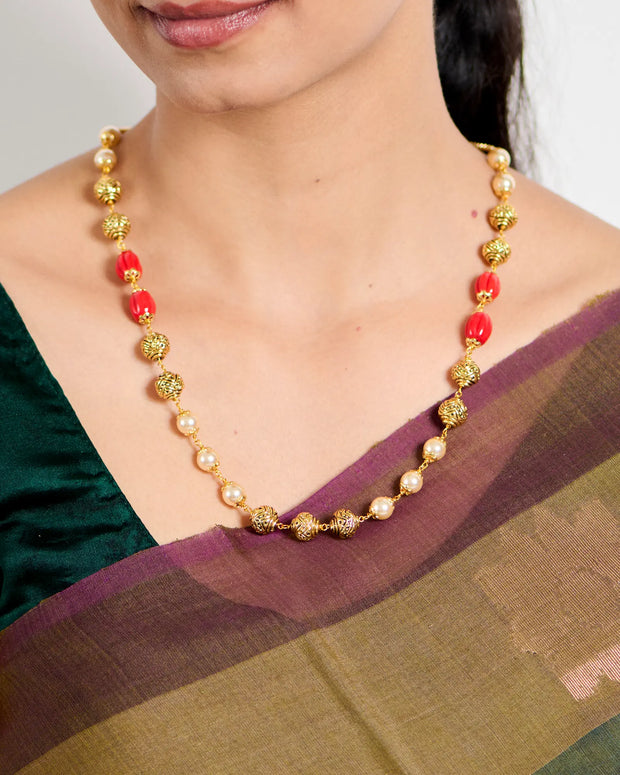 Antique Coral & Pearl Beads Mala