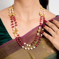 Antique 2-Layer Ruby & Pearl Mala