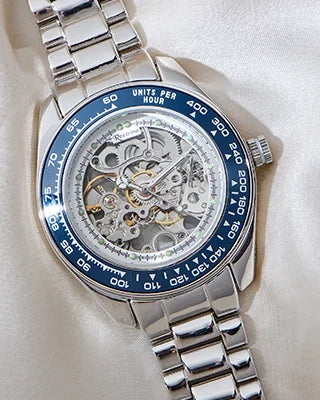 Blue Tachymeter Watch in 92.5 Silver