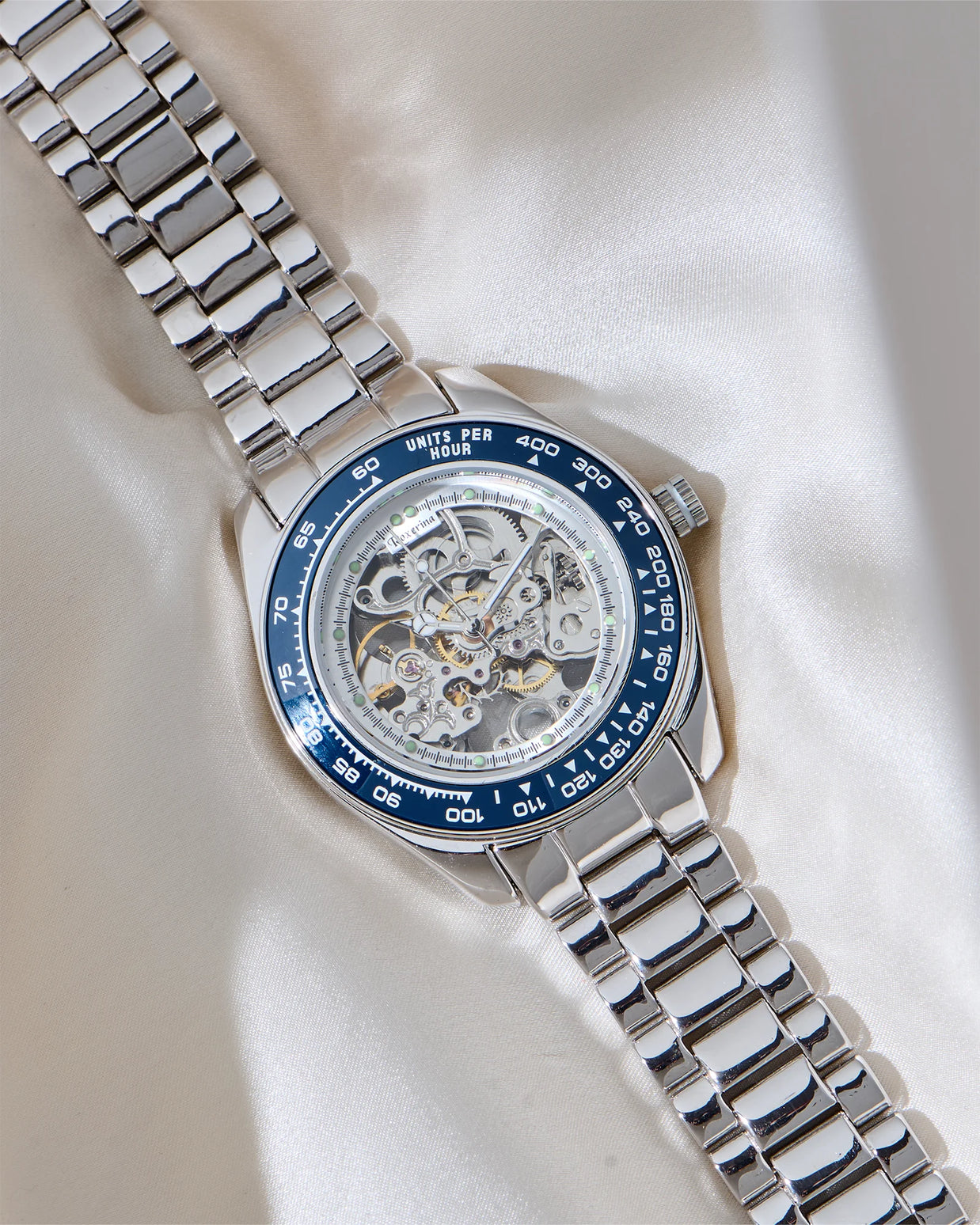Roxerina Blue Tachymeter Silver Watch