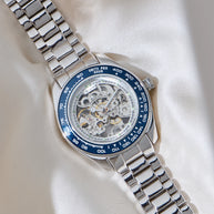 Roxerina Blue Tachymeter Silver Watch