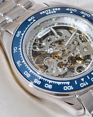 Roxerina Blue Tachymeter Watch in 92.5 Silver