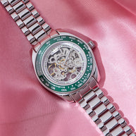 Roxerina Green Tachymeter Silver Watch