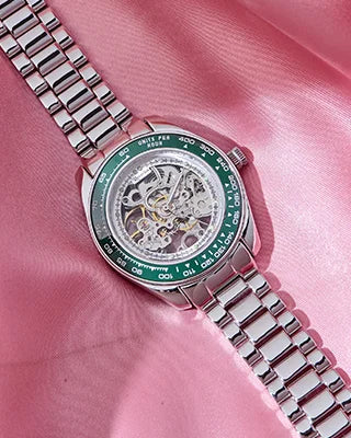 Green Tachymeter Watch in 92.5 Silver