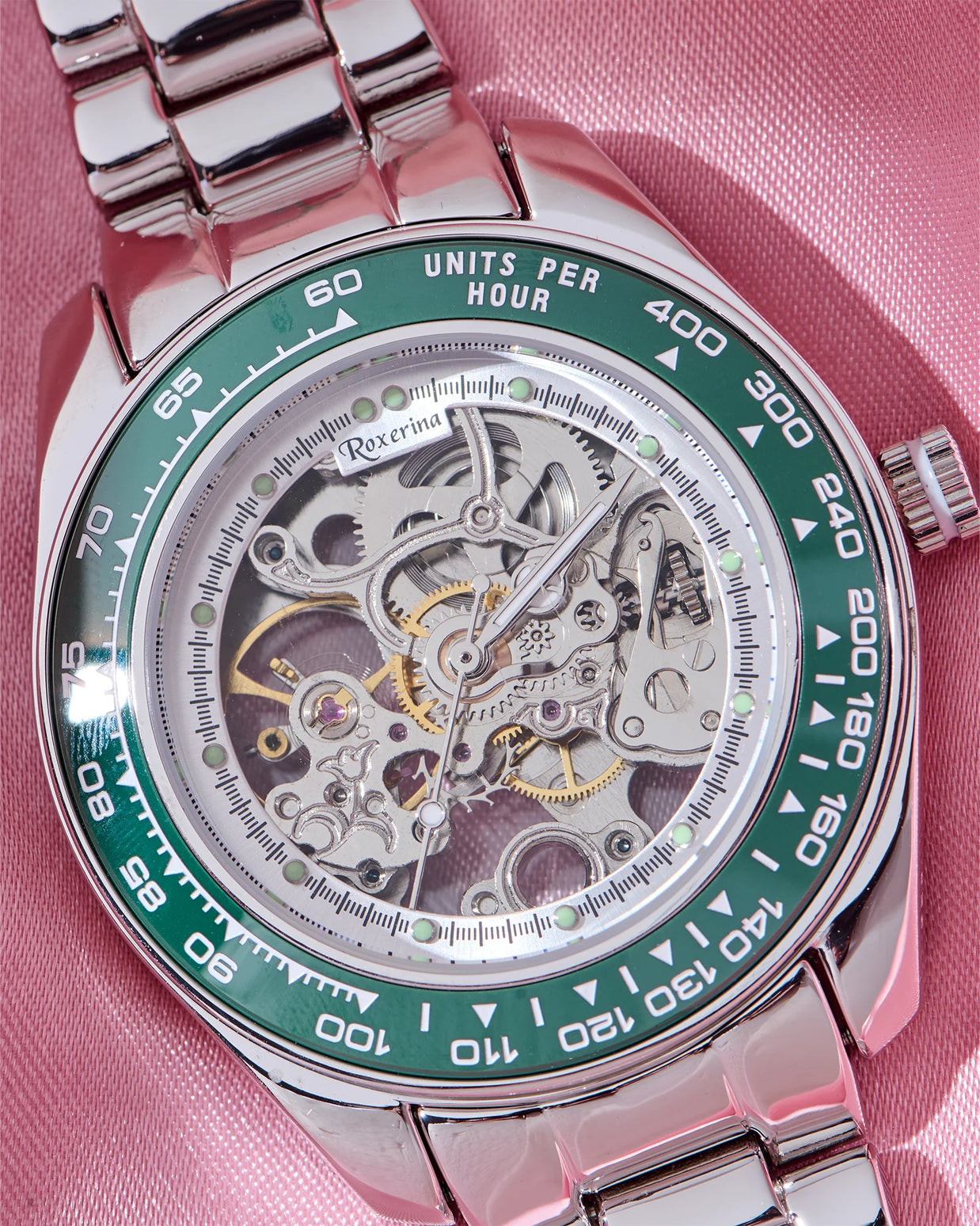 Roxerina Green Tachymeter Silver Watch