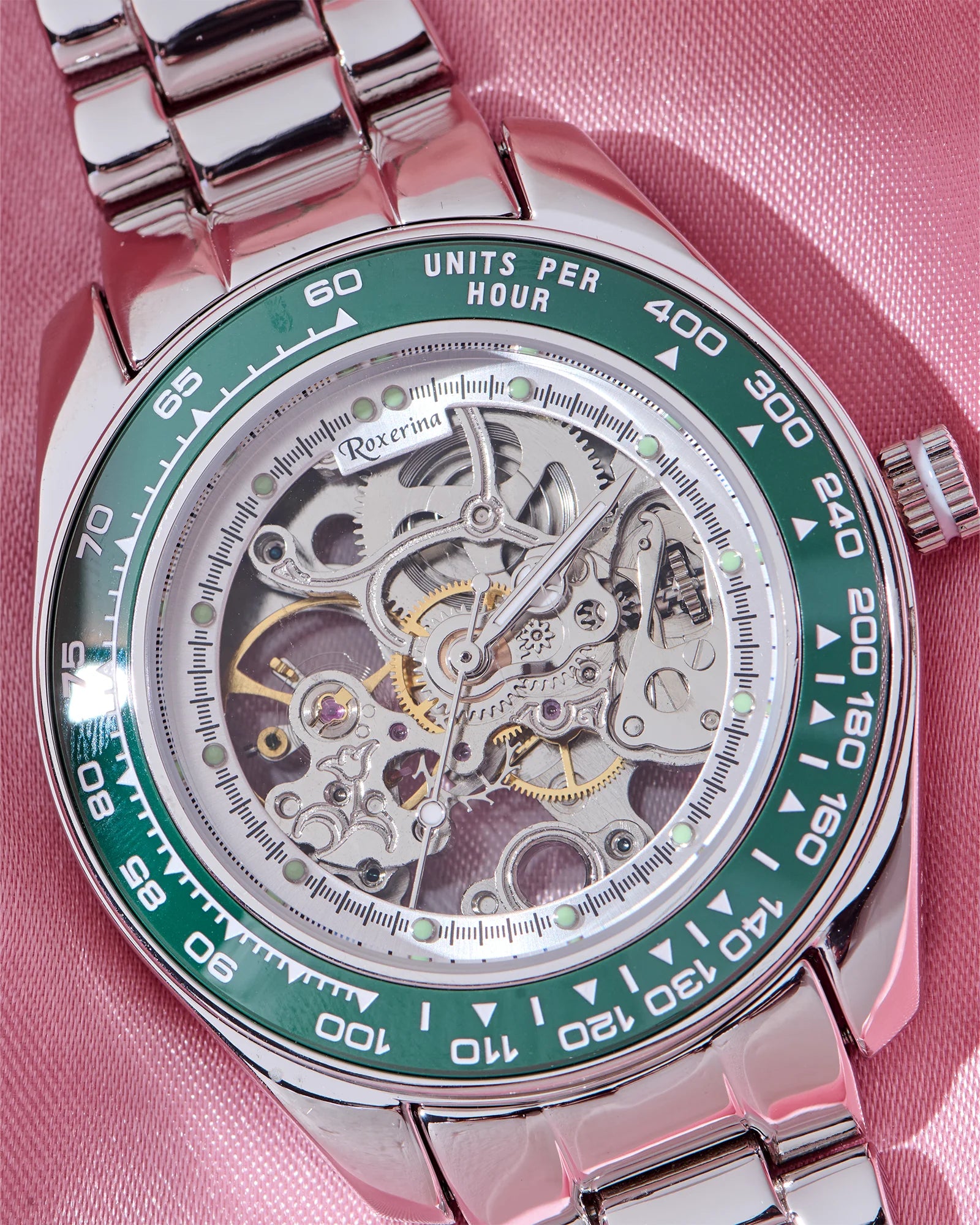 Roxerina Green Tachymeter Silver Watch