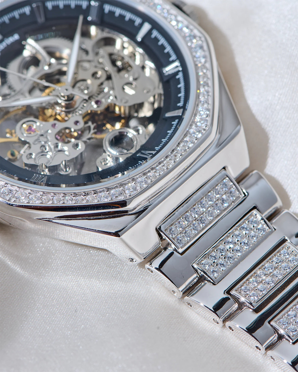 Roxerina Hexa Black Stone Silver Watch