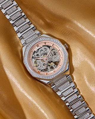 Roxerina Hexa Rose Gold Watch in 92.5 Silver