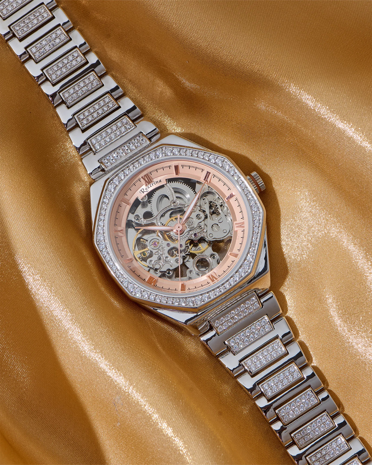 Roxerina Hexa Rose Gold Silver Watch