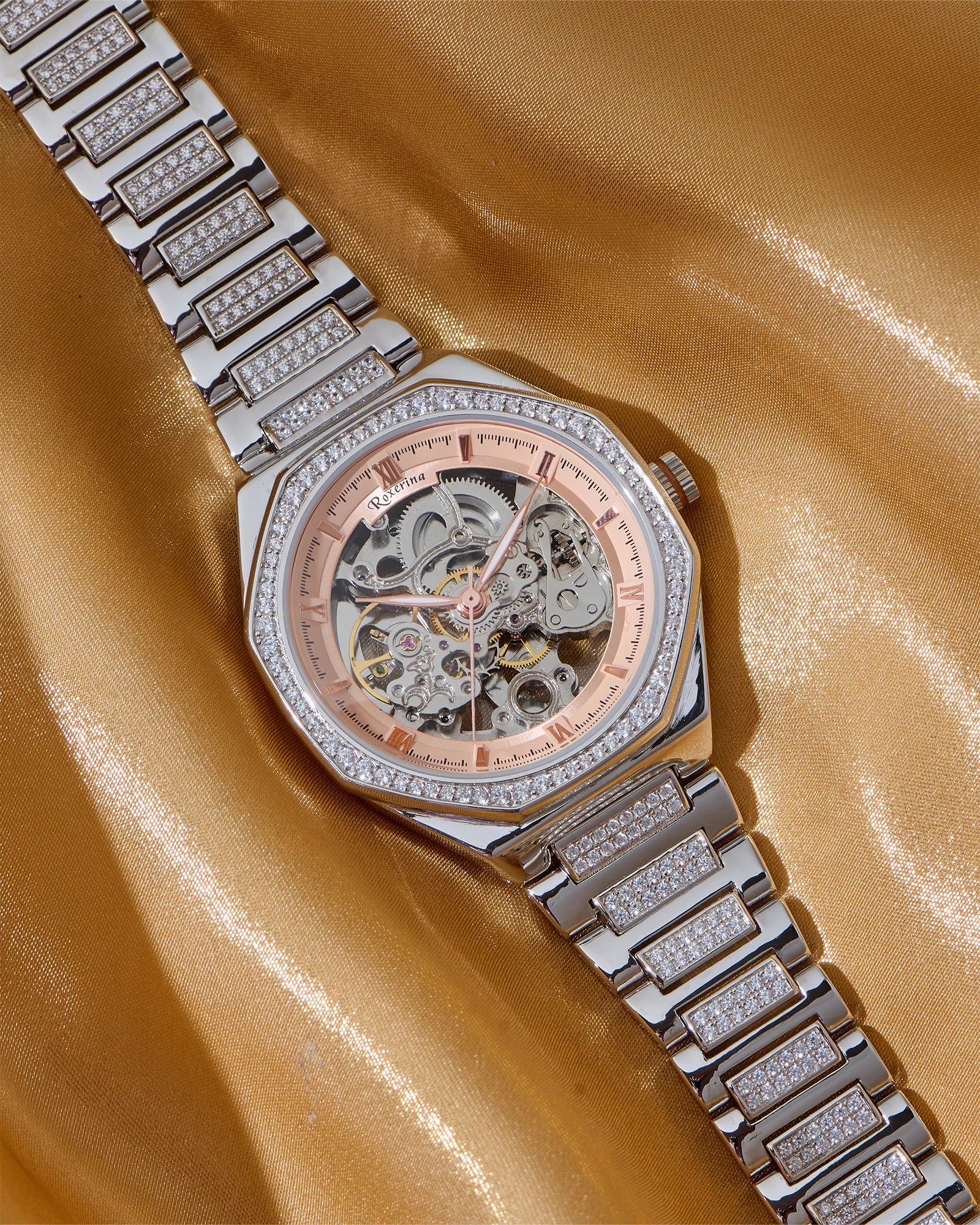 Roxerina Hexa Rose Gold Silver Watch