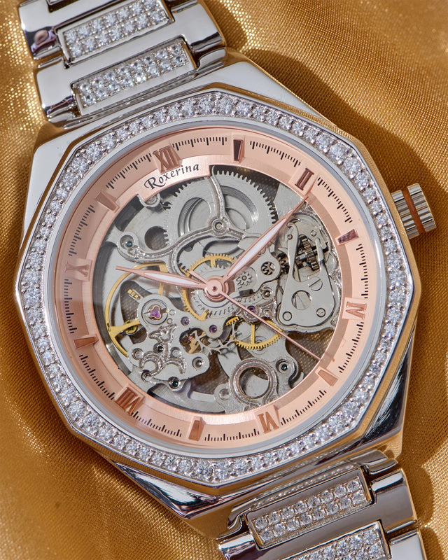 Roxerina Hexa Rose Gold Silver Watch