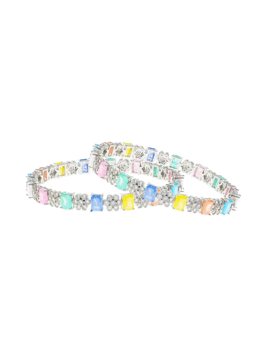 Silsila's Lustrous Crystal Bangles in 92.5 Silver