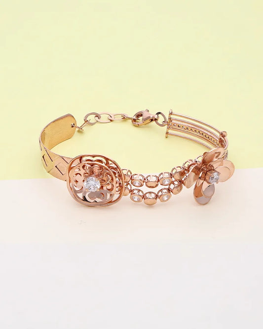 Glimmering Rose Charm Bracelet in 92.5 Silver