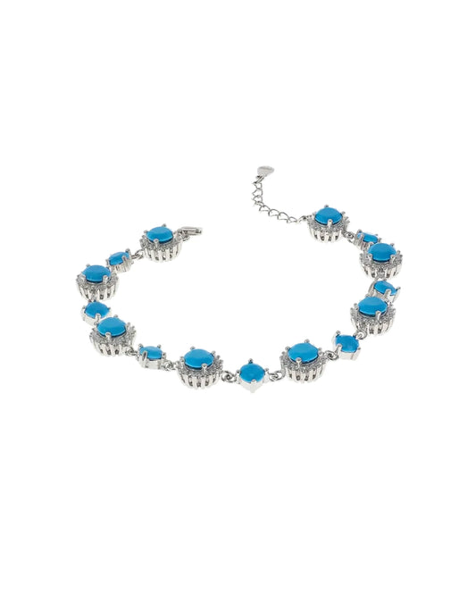 Twilight Bloom Blue Charm Bracelet in 92.5 Silver