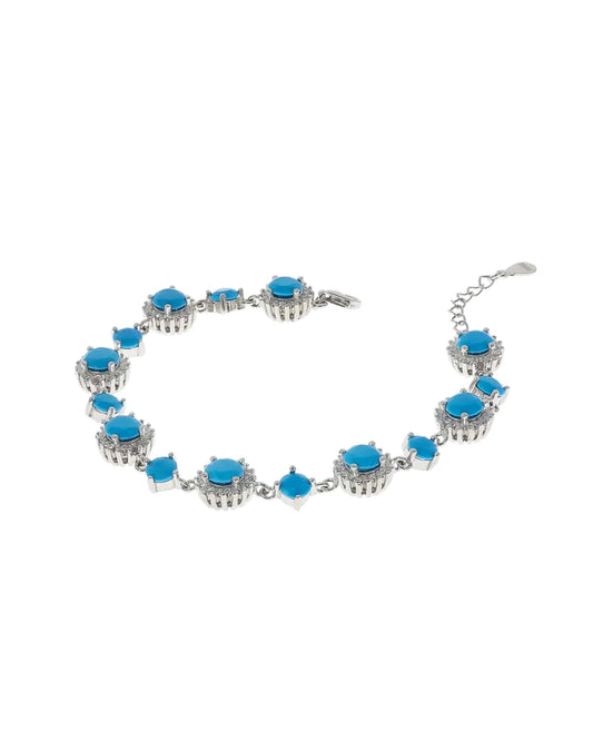 Twilight Bloom Blue Charm Bracelet in 92.5 Silver