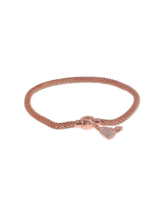 Heartfelt Rose Gold Charm Bracelet in 92.5 Silver