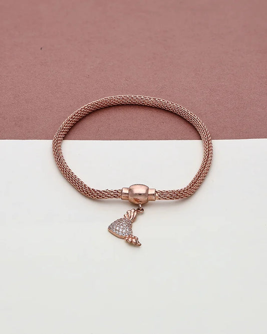 Heartfelt Rose Gold Charm Bracelet in 92.5 Silver